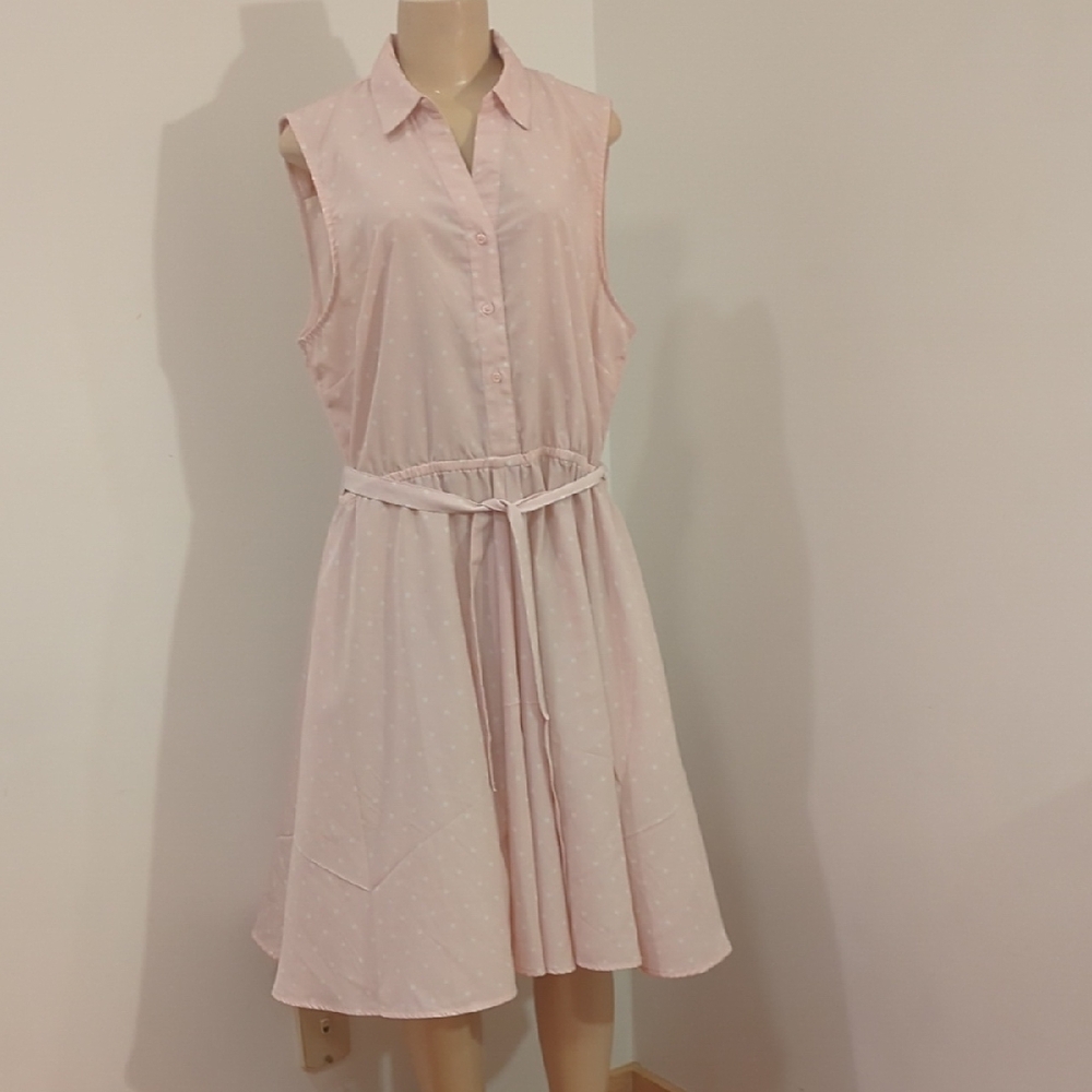 Larry Levine Pink Sleeveless Midi Dress